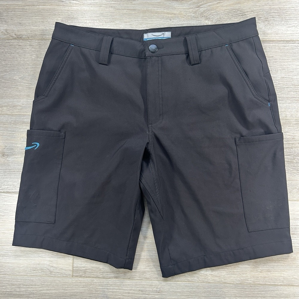 Luly Yang Amazon Shorts Mens Large 34-37 Black Cargo Performance Uniform Stretch